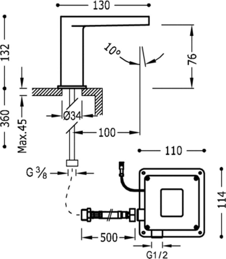 Tres Fonteinkraan touch sensor zelfsluitend Tronic | Opbouw | Koudwater kraan | Standaard model | Rond | Chroom - Foto 2