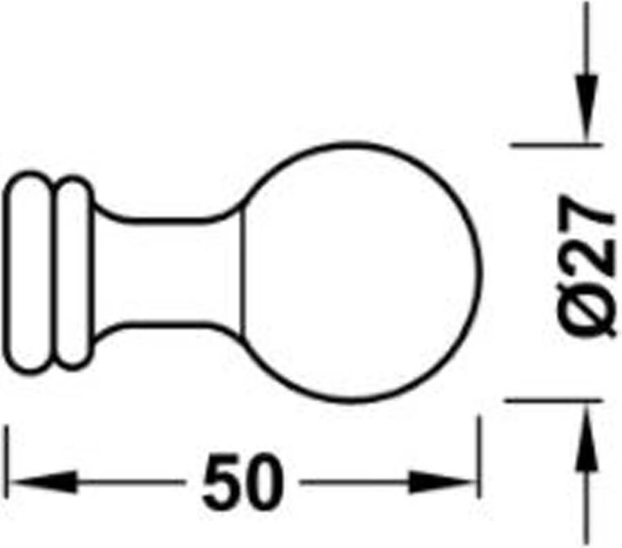 Tres Handdoek haak Clasic | Wandmontage | 2 cm | Enkel haaks | Chroom