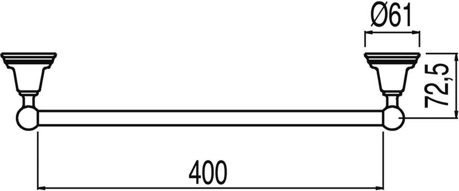 Tres Handdoek houder Clasic | Wandmontage | 40 cm | Enkel houder | Chroom - Foto 2