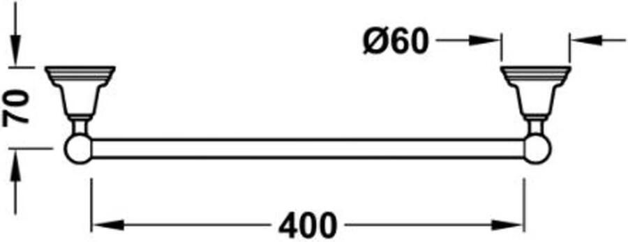 Tres Handdoek houder Clasic | Wandmontage | 60 cm | Enkel houder | Chroom