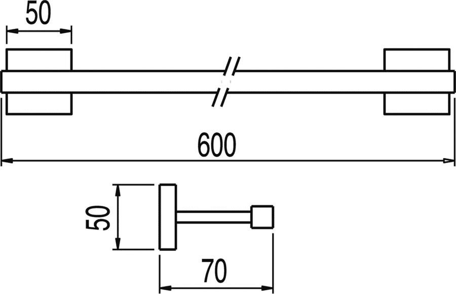 Tres Handdoek houder Cuadro | Wandmontage | 40 cm | Enkel houder | 24k Goud mat