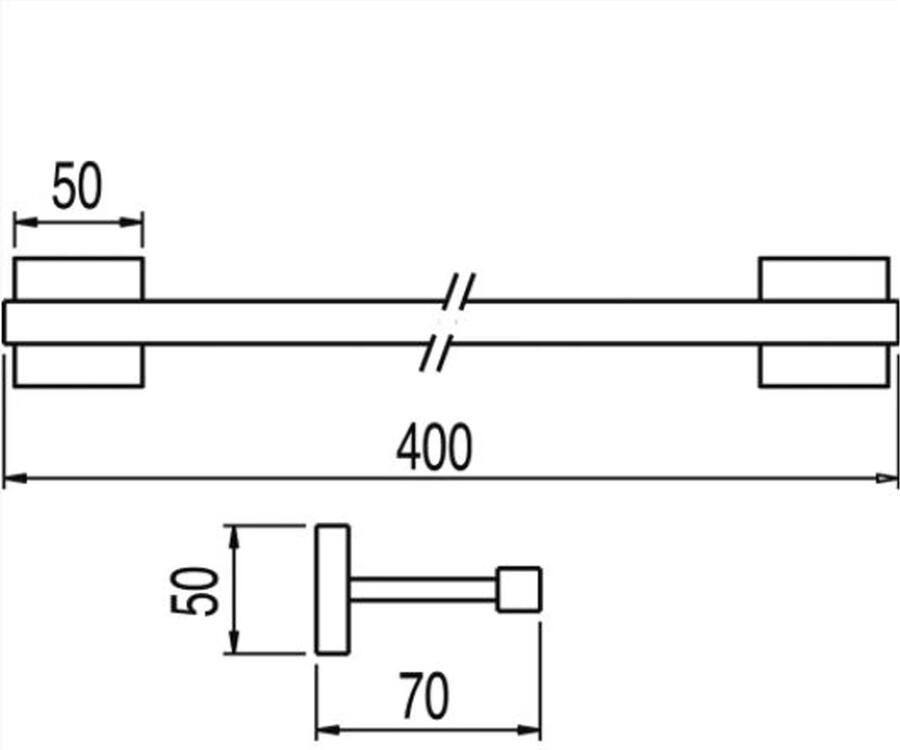 Tres Handdoek houder Cuadro | Wandmontage | 40 cm | Enkel houder | RVS look