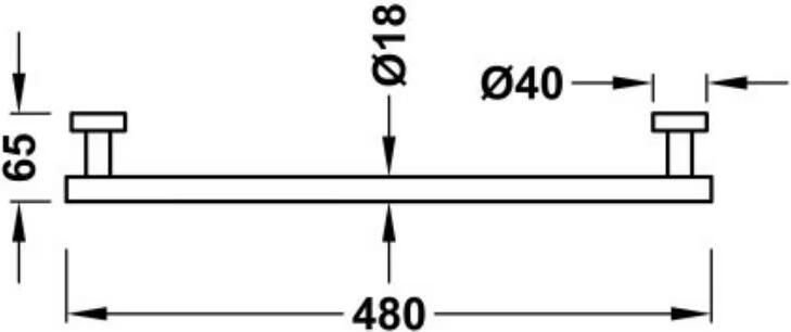 Tres Handdoek houder Max | Wandmontage | 48 cm | Enkel houder | Zwart mat