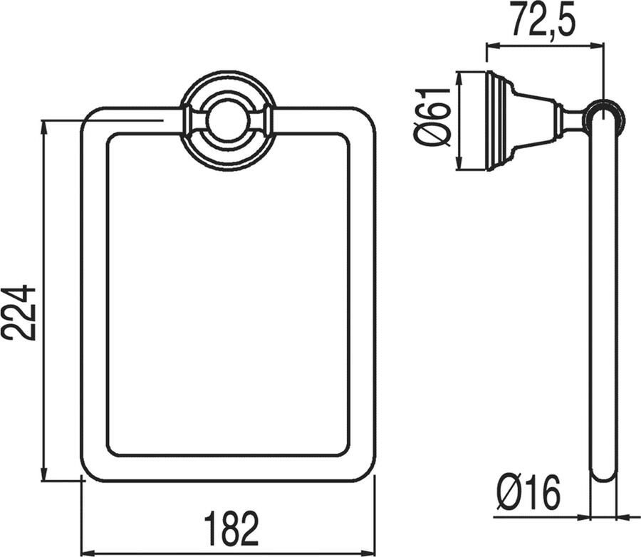 Tres Handdoek ring Clasic | Wandmontage | 18.2 cm | Chroom