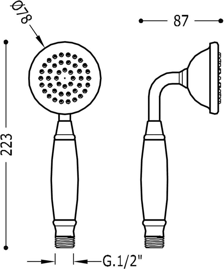 Tres Handdouche Clasic Antikalk Keramisch Handvat Verouderd Messing Mat