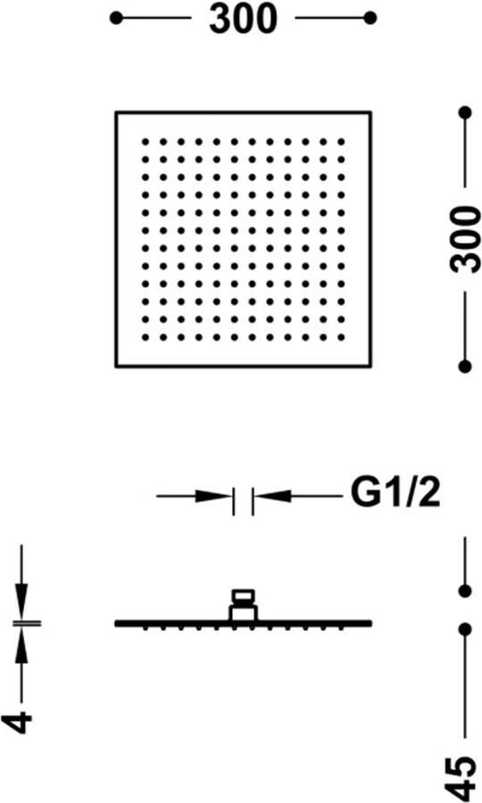 Tres Hoofddouche Barras Y Ducha | 30x30 cm | Vierkant | Chroom