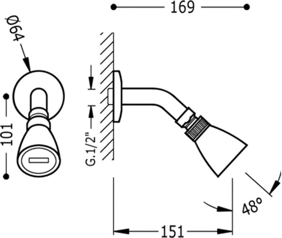 Tres Hoofddouche ECO | 5 cm | Incl.Muurarm | Rond | Chroom