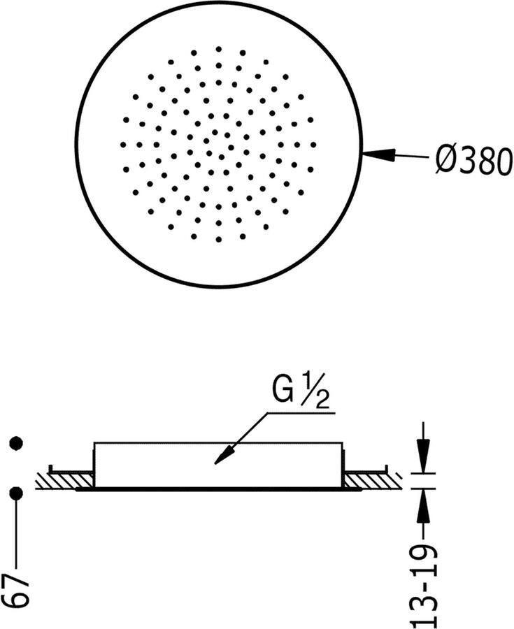 Tres Hoofddouche Exclusive | 38 cm | Rond | 24k Goud glans