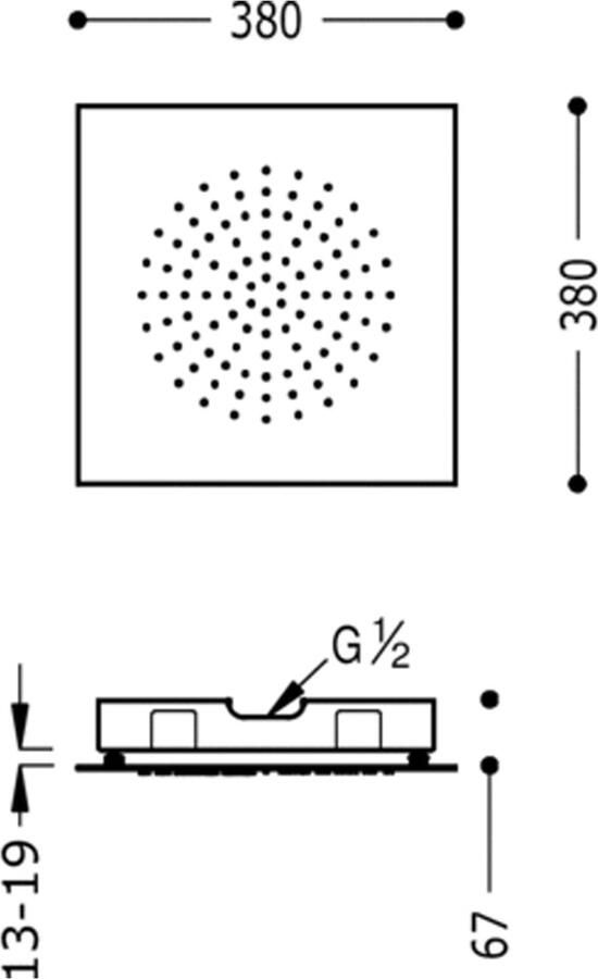 Tres Hoofddouche Exclusive | 38x38 cm | Vierkant | Chroom