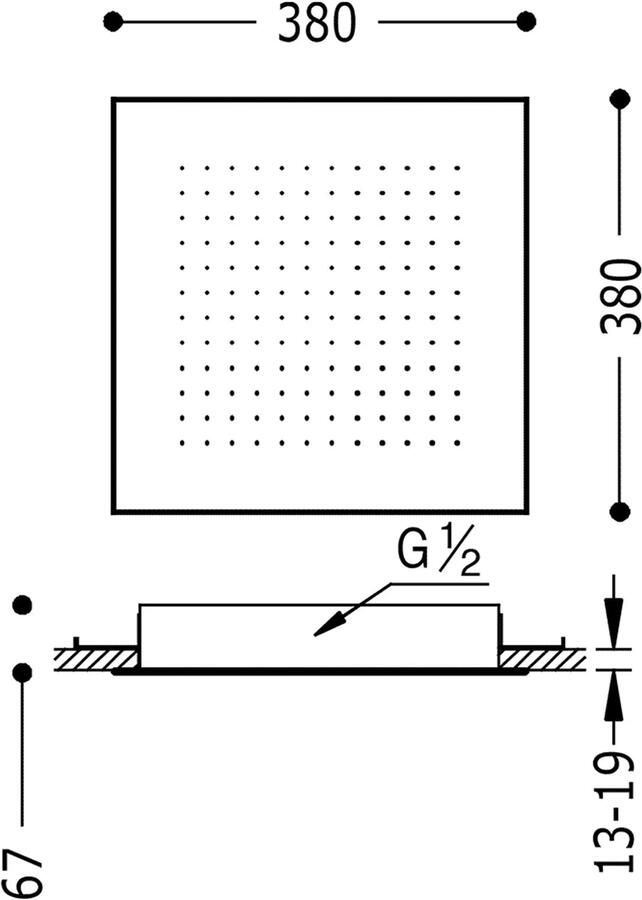 Tres Barras Y Ducha Antikalk douchekop RVS 380x380 mm 134944 - Foto 2
