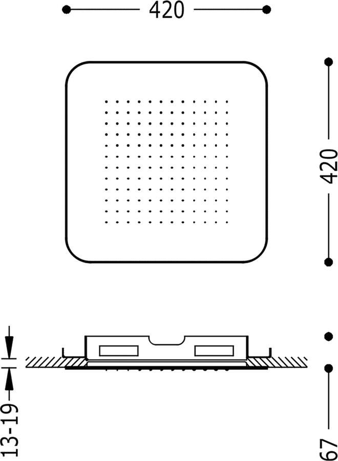 Tres Hoofddouche Plafond 42x42 cm Vierkant Patroon Ronde Hoeken Mat Wit
