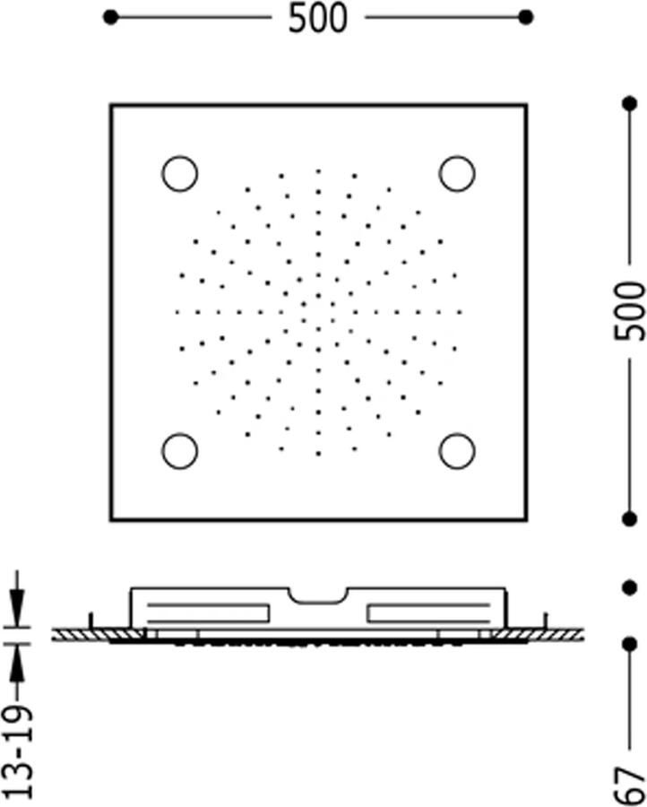 Tres Hoofddouche Exclusive | 50x50 cm | Vierkant | Chroom