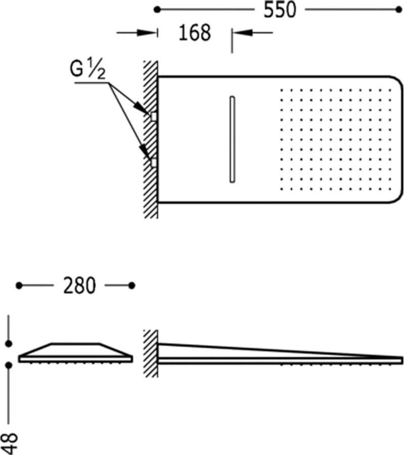 Tres Hoofddouche Exclusive | 55x28 cm | Met waterval | Rechthoek | Chroom