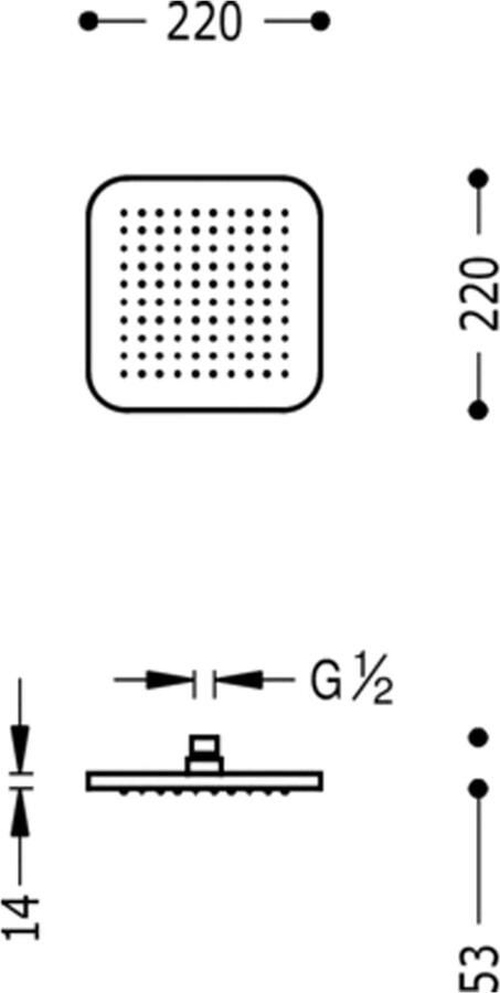 Tres Hoofddouche Loft | 22x22 cm | Vierkant | Chroom - Foto 2