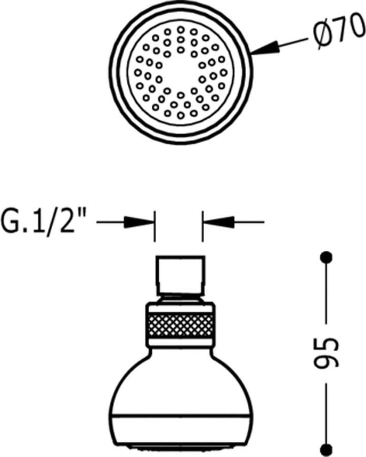 Tres Hoofddouche Ordal | 7 cm | Rond | Chroom