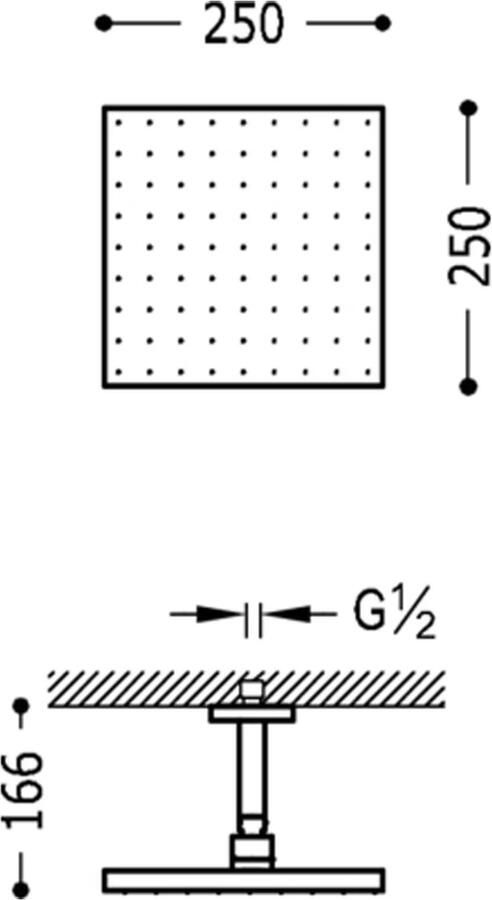 Tres Hoofddouche Selection | 25x25 cm | Incl.Plafondarm | Vierkant | Chroom