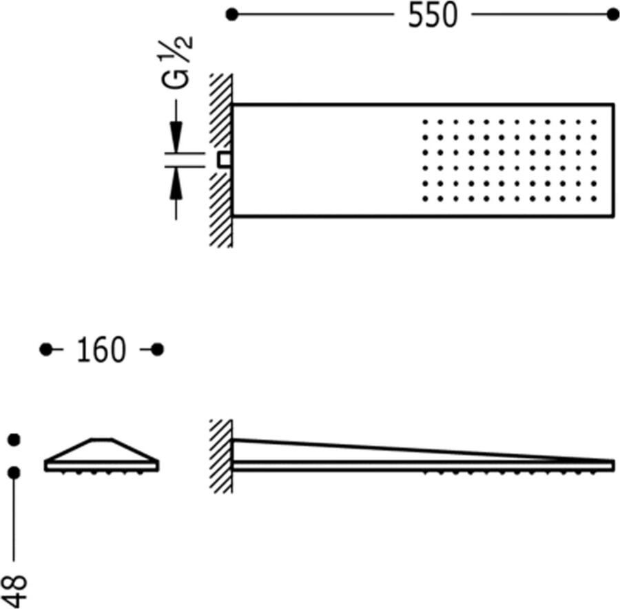 Tres Hoofddouche Selection | 55x16 cm | Rechthoek | Chroom