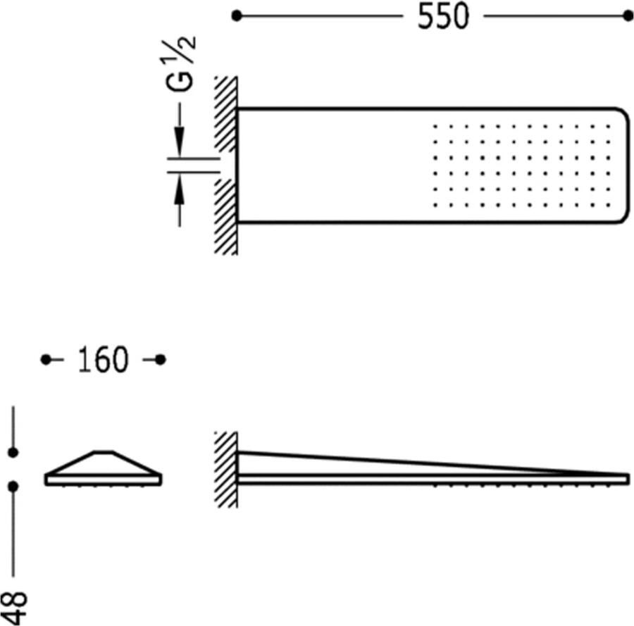 Tres Hoofddouche Selection | 55x16 cm | Rechthoek | Chroom