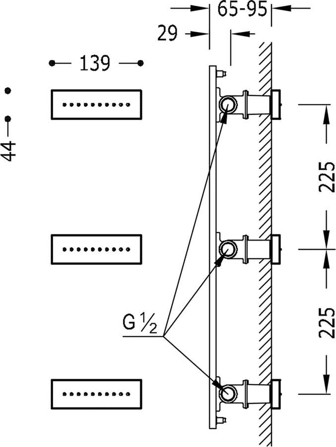Tres Bodyjet Inbouw Hydromassage 13.9x4.9 cm Breed Mat Wit