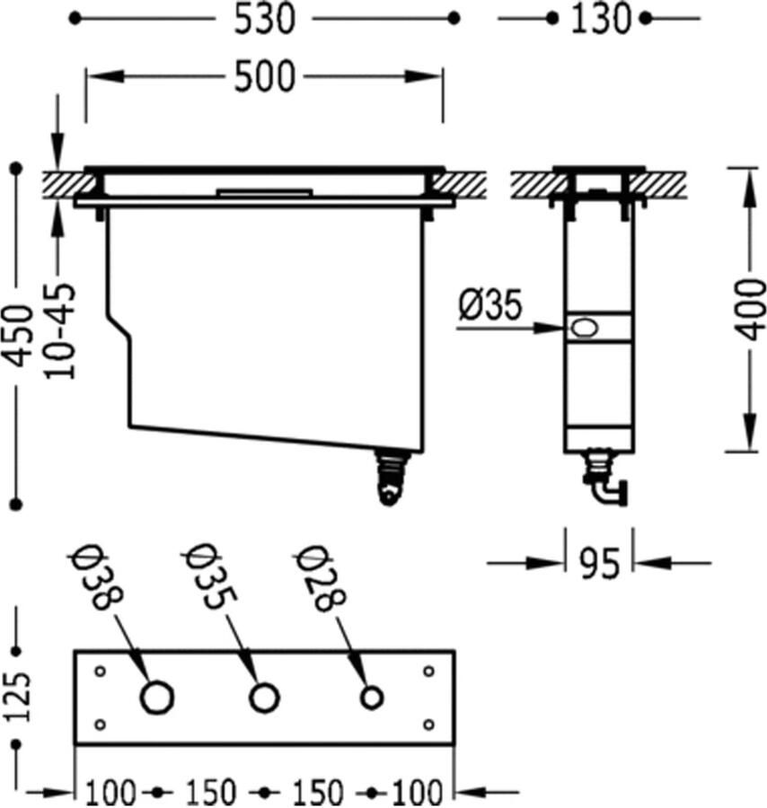 Tres Cuadro Badreservoirset voor badrandset Gemakkelijk te installeren zonder registratie 106245