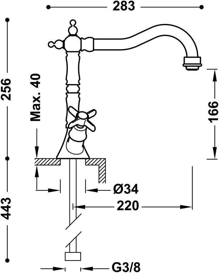 Tres Keukenkraan Clasic | Opbouw | 360° Draaibaar | Mengkraan | 2-knops | Vintage | Chroom