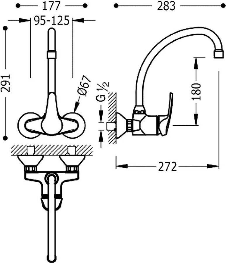 Tres Keukenkraan Cocina Chroom | Opbouw | Uitloop draaibaar | Mengkraan | 1-hendel | Rond | Chroom