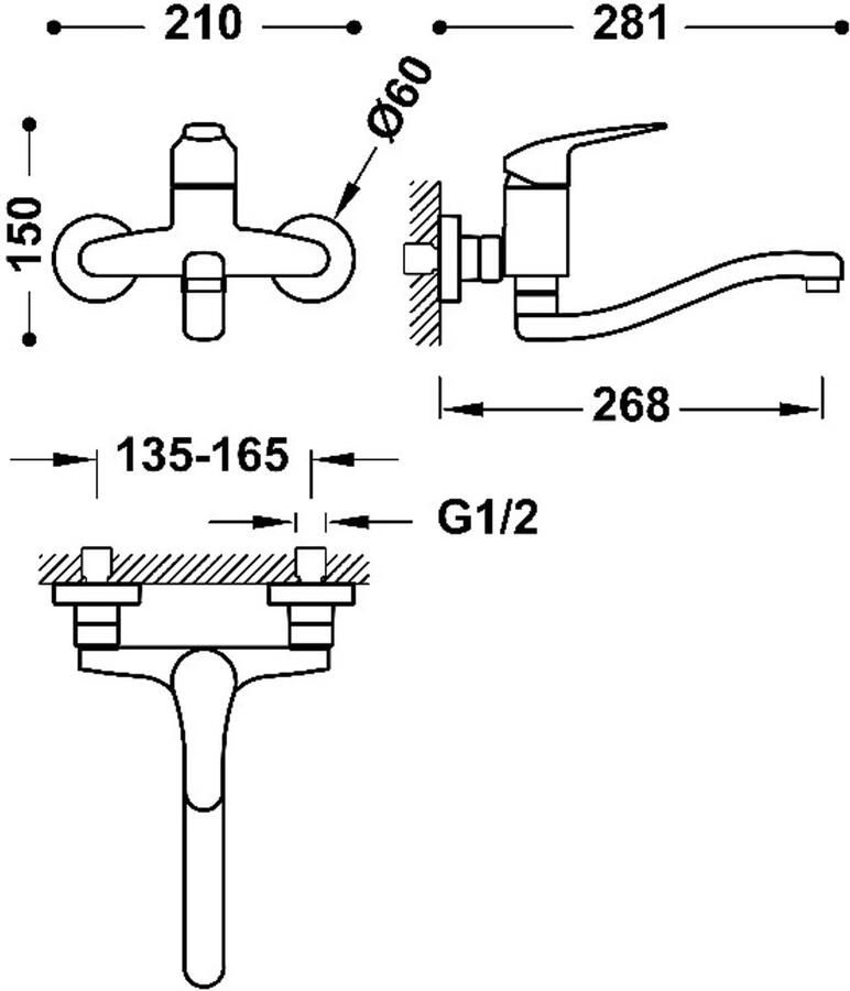 Tres Keukenkraan Cocina Chroom | Opbouw | Uitloop draaibaar | Mengkraan | 1-hendel | Rond | Chroom