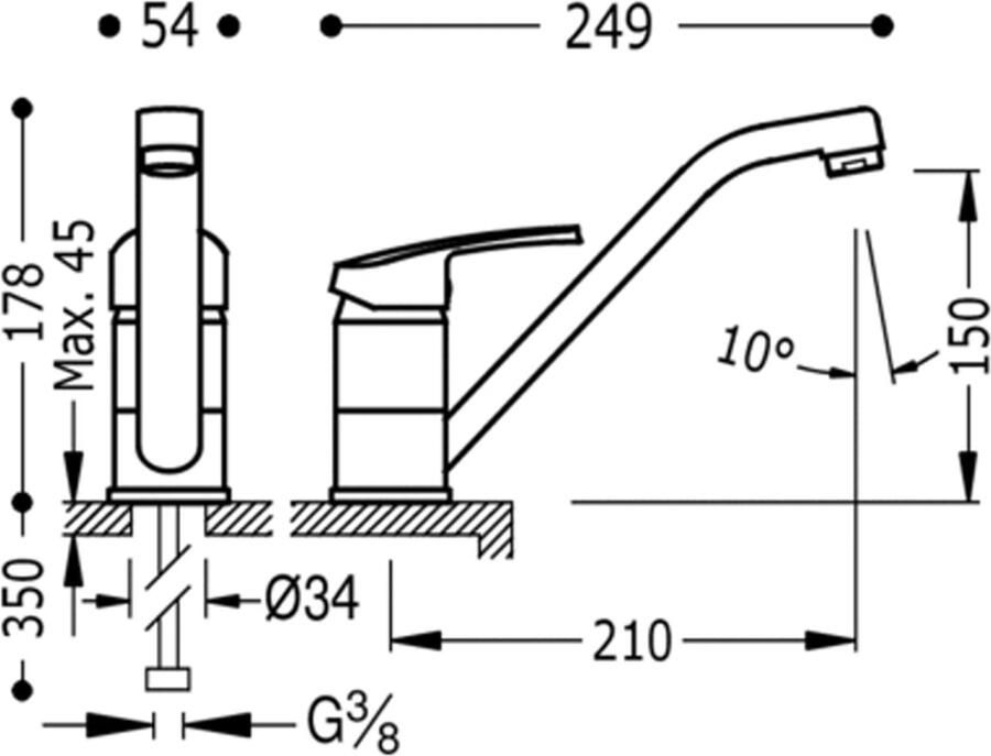 Tres Keukenkraan ECO | Opbouw | 360° Draaibaar | Mengkraan | 1-hendel | Rond | Chroom - Foto 2