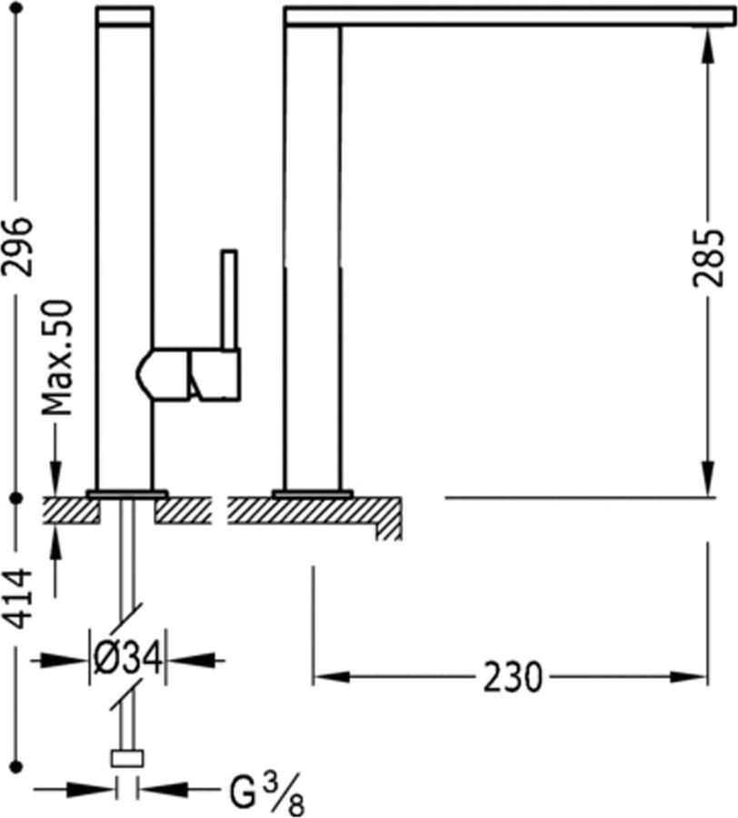 Tres Keukenkraan Max | Opbouw | 360° Draaibaar | Mengkraan | 1-hendel | Rond | Chroom