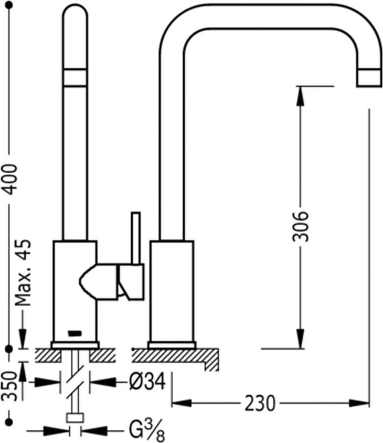Tres Keukenkraan Max | Opbouw | 360° Draaibaar | Mengkraan | 1-hendel | Rond | Chroom - Foto 2