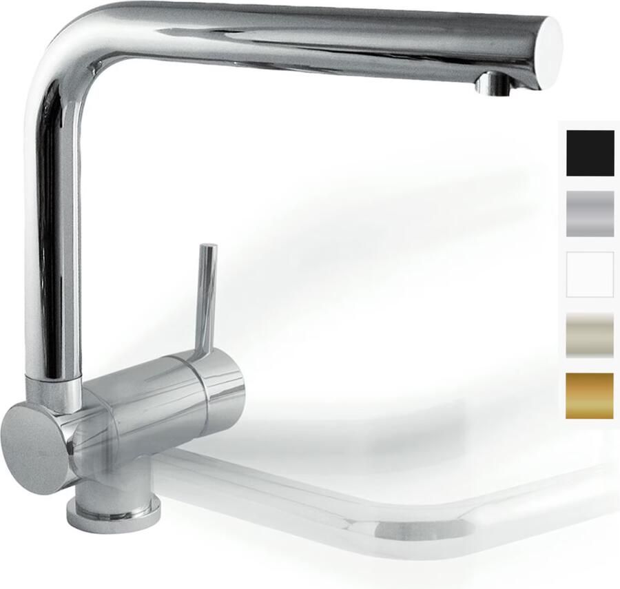 Tres Keukenkraan Top | Opbouw | 360° Draaibaar | Mengkraan | 1-hendel | Rond | Wit mat - Foto 3