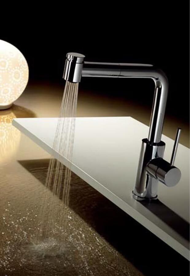 Tres Keukenkraan Top | Opbouw | 360° Draaibaar | Uitrekbare sproeier | Mengkraan | 1-hendel | Rond | Chroom - Foto 2