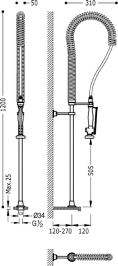 Tres Keukenkraan Top | Opbouw | 360° Draaibaar | Uitrekbare sproeier | Mengkraan | 1-hendel | Rond | Wit glans