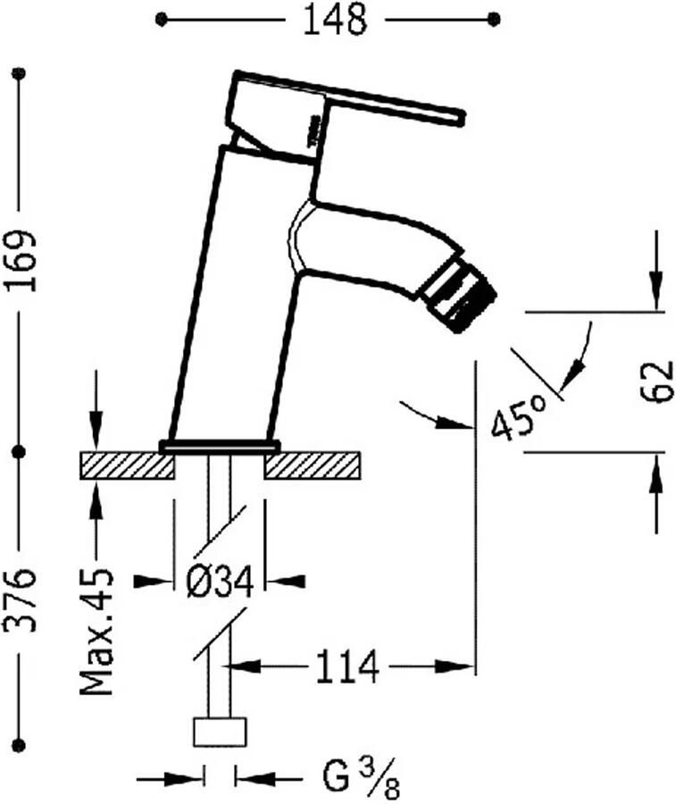 Tres Lex bidet opbouw met automatische afvoer chroom