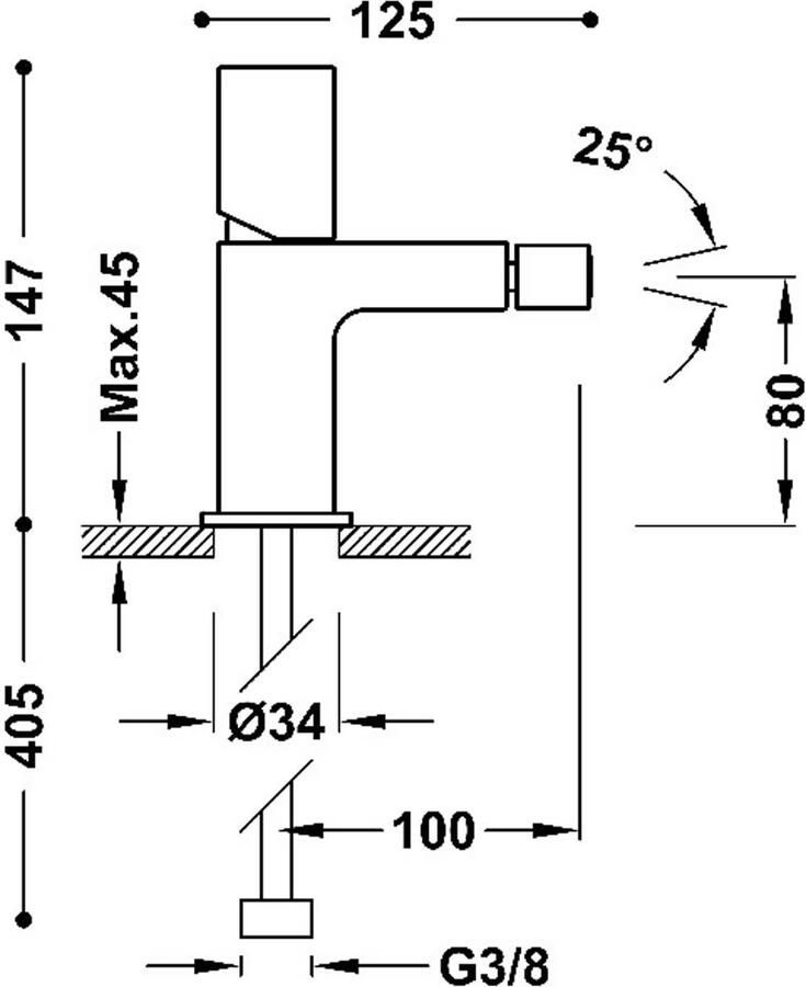 Tres Loft bidet opbouw met automatische afvoer chroom
