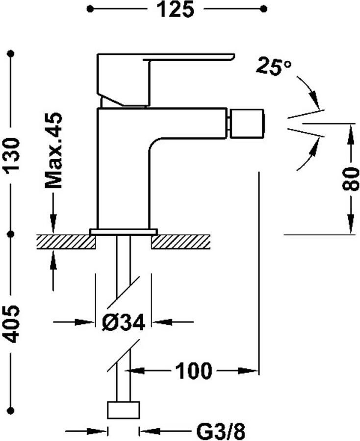 Tres Loft bidet opbouw met automatische afvoer chroom