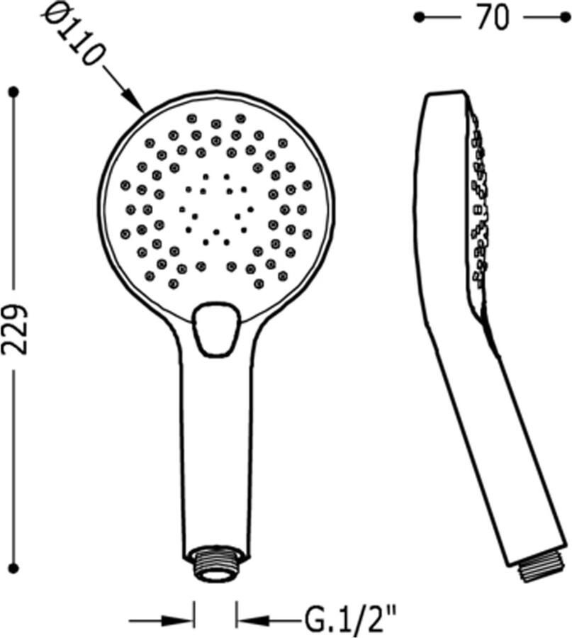 Tres Massage handdouche Selection | 3 Standen | Rond | Wit chroom - Foto 2