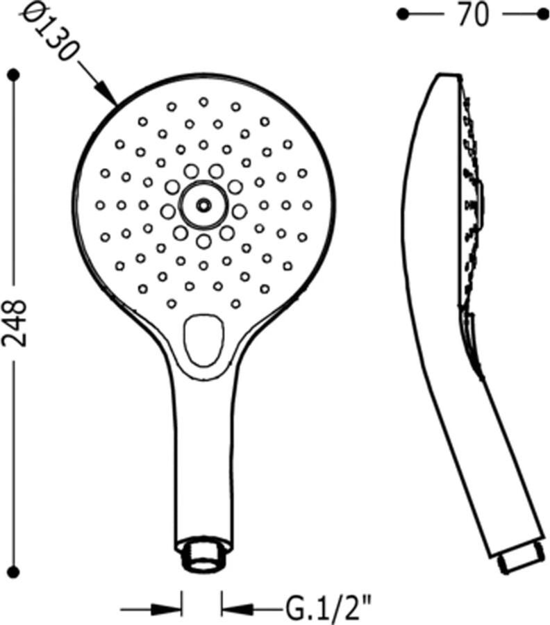 Tres Massage handdouche Selection | 3 Standen | Rond | Wit chroom