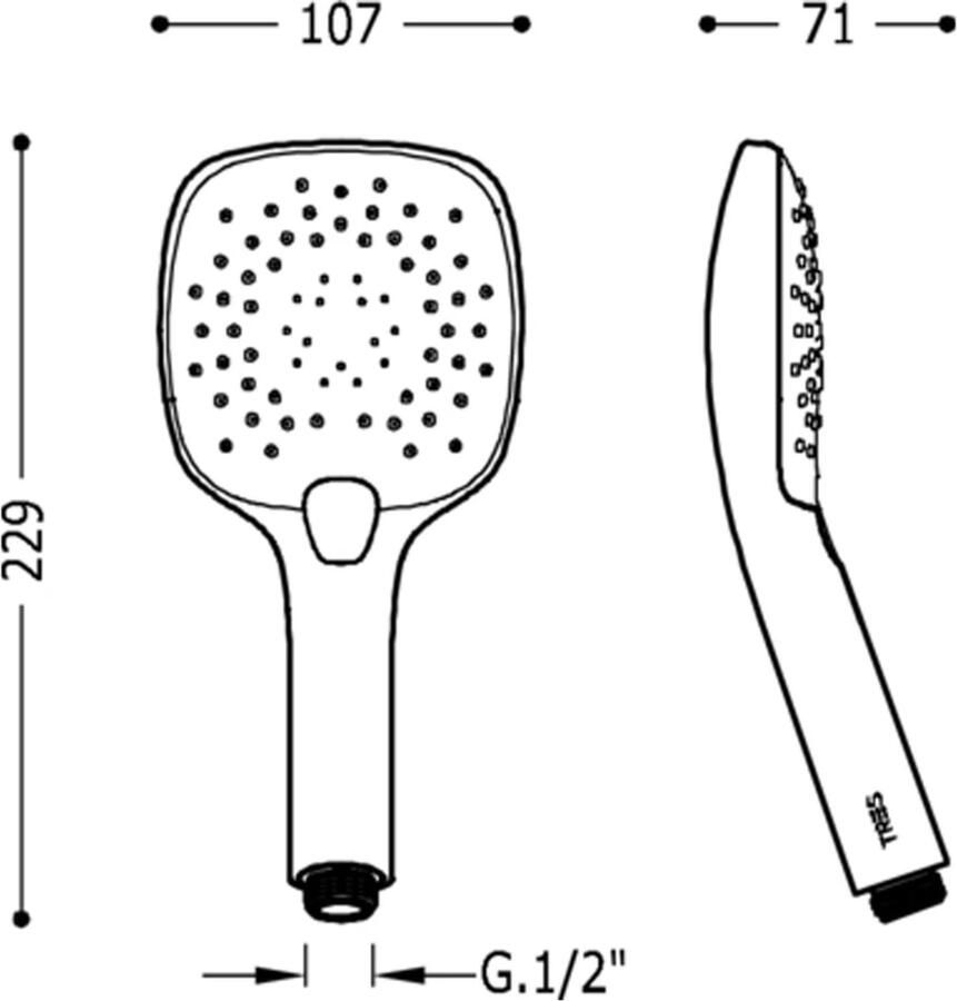 Tres Massage handdouche Selection | 3 Standen | Vierkant | Wit chroom - Foto 2
