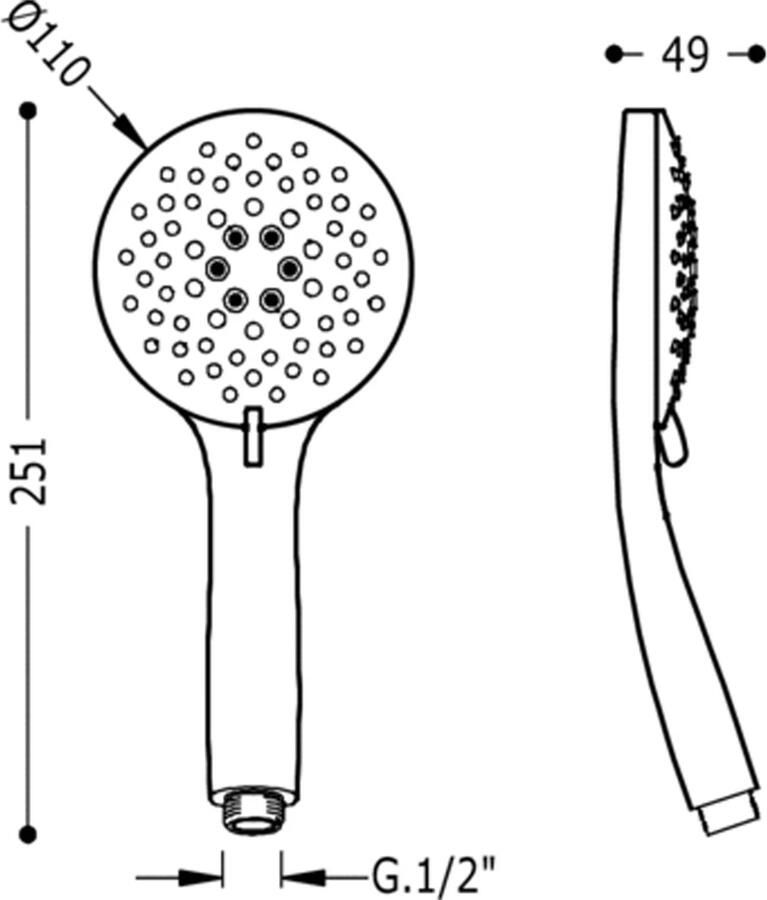 Tres Massage handdouche Selection | 5 Standen | Rond | Chroom