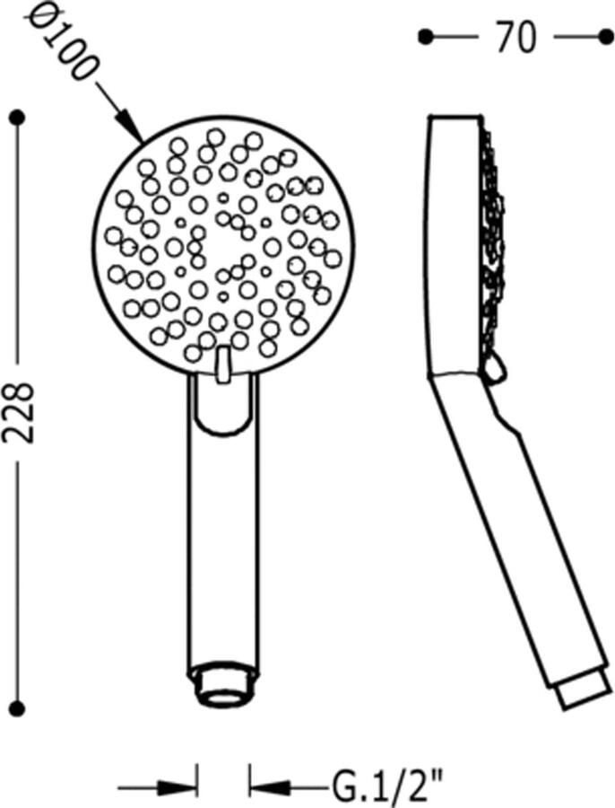 Tres Massage handdouche Selection | 5 Standen | Rond | Chroom