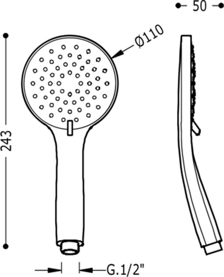 Tres Massage handdouche Selection | 5 Standen | Rond | Chroom