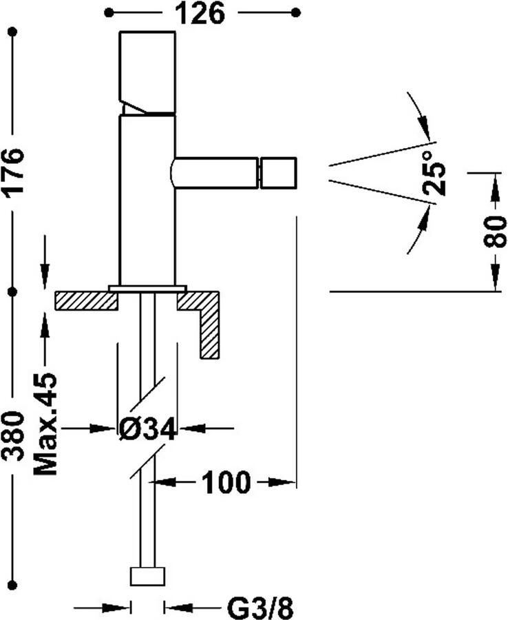 Tres Max bidet opbouw met automatische afvoer chroom