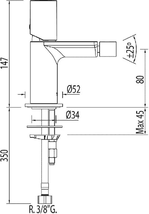 Tres Max bidet opbouw met automatische afvoer chroom