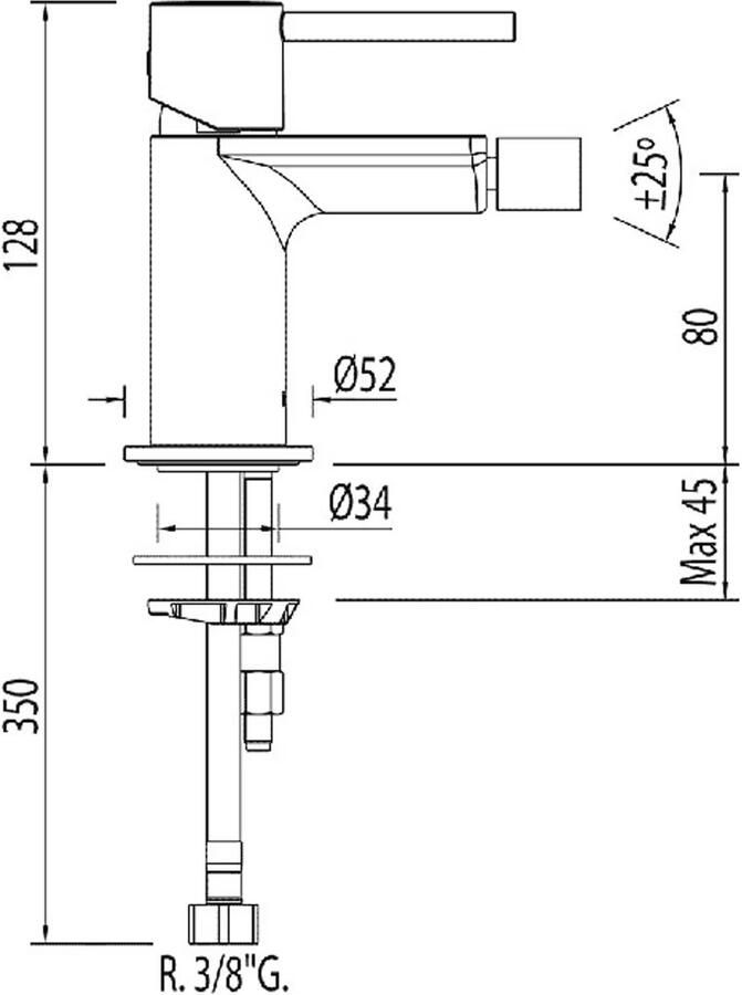 Tres Max bidet opbouw met automatische afvoer chroom