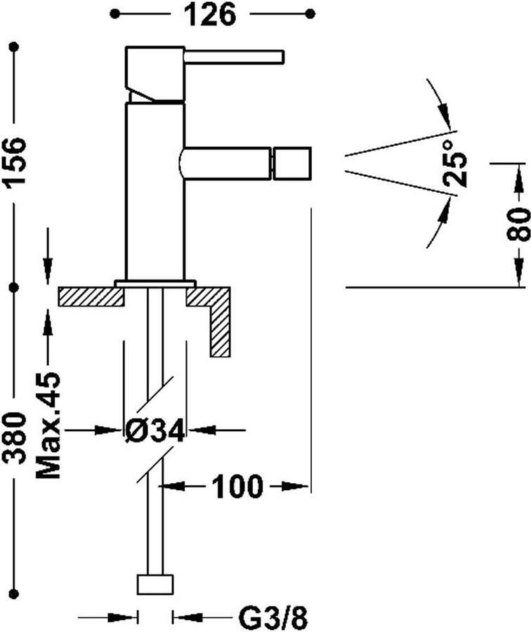 Tres Max bidet opbouw met automatische afvoer chroom