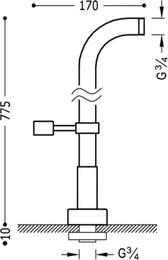 Tres Max vrijstaande badkraan koppelingen 78 cm rond chroom