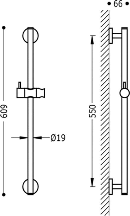 Tres Barras Y Ducha Glijstang MINIMAL Ø 19 mm 134618