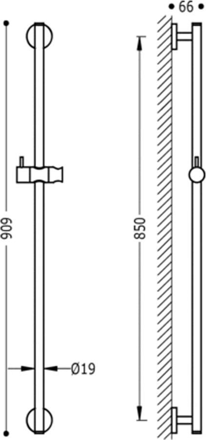 Tres Minimal glijstang 85 cm rond chroom