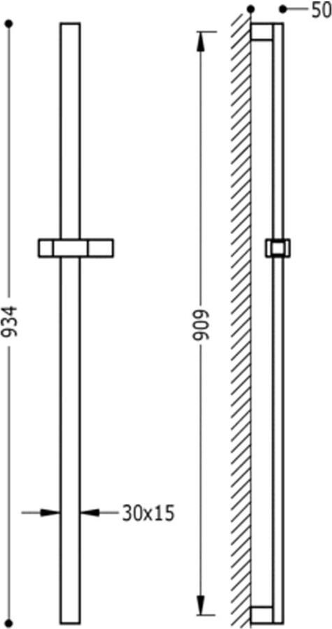 Tres Project glijstang 90 cm vierkant chroom